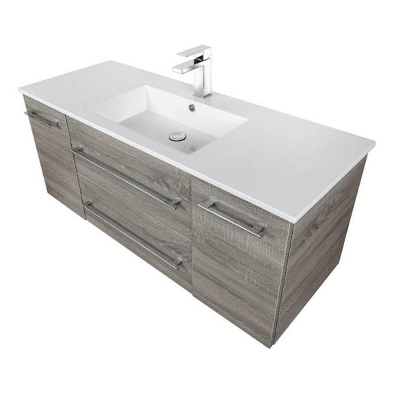 Cutler Kitchen and Bath Kato 48" Wood/Cultured Marble Bathroom Vanity in Gray