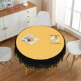 thumbnail image 2 of Lfeey Black and Yellow Glitter Round Tablecloth 70", Party Picnic Wedding Table Decorations Fabrics Wipeable Grease Resistant, 2 of 6
