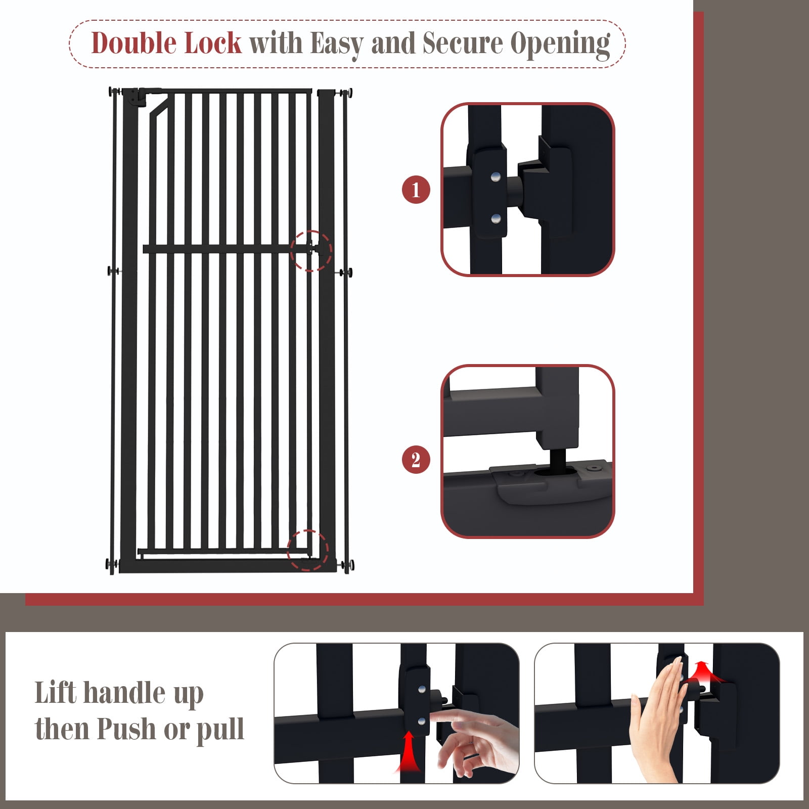 GLAF 63" Extra Tall Cat Gate - 30-37.8" Wide Extendable Cat Barrier for Doorway - Pressure Mounted Cat gate for Doorway - Auto Close Extra Tall Pet Gate - 63 inch Tall pet gate