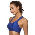 thumbnail image 2 of FANNYC Women's Strappy Longline Sports Bra Criss-Cross Back Medium Support Sports Bra For Yoga Running Active Gym Workout Fitness,Grey /Black/ Blue, 2 of 8