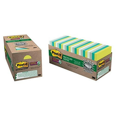- 3M Office Products MMM65424SSTCP Sticky note Recycled Super Sticky Notes, 3 x 3 in., 24 Pads Per Pack