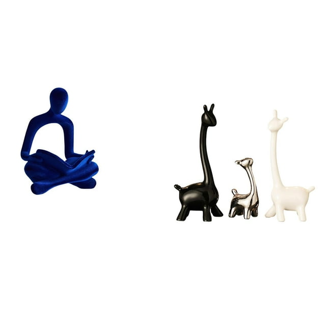 Figura de pensador abstracto, estatua de jirafa de cerámica, estatua de alce y ciervo, figura humana, decoración con resina artística moderna para sal