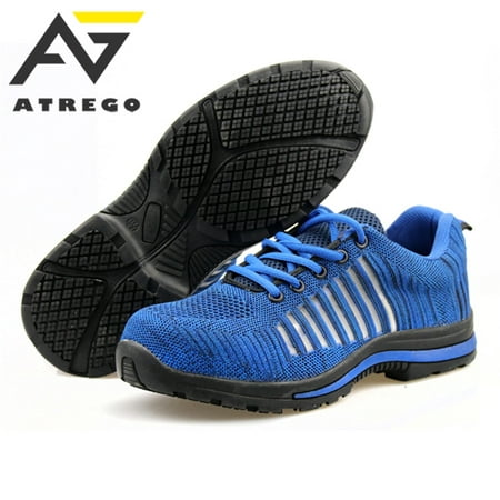 ATREGO Men's Safety Toe Lightweight Safety Sneaker Steel Toe Breathable Mesh Shoes for Outdoor Working Climbing