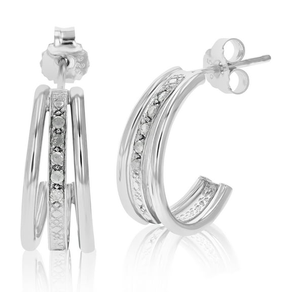 Vir Jewels 1/10 CTTW Diamond Hoop Earrings .925 Sterling Silver with Rhodium Plating Female Adult