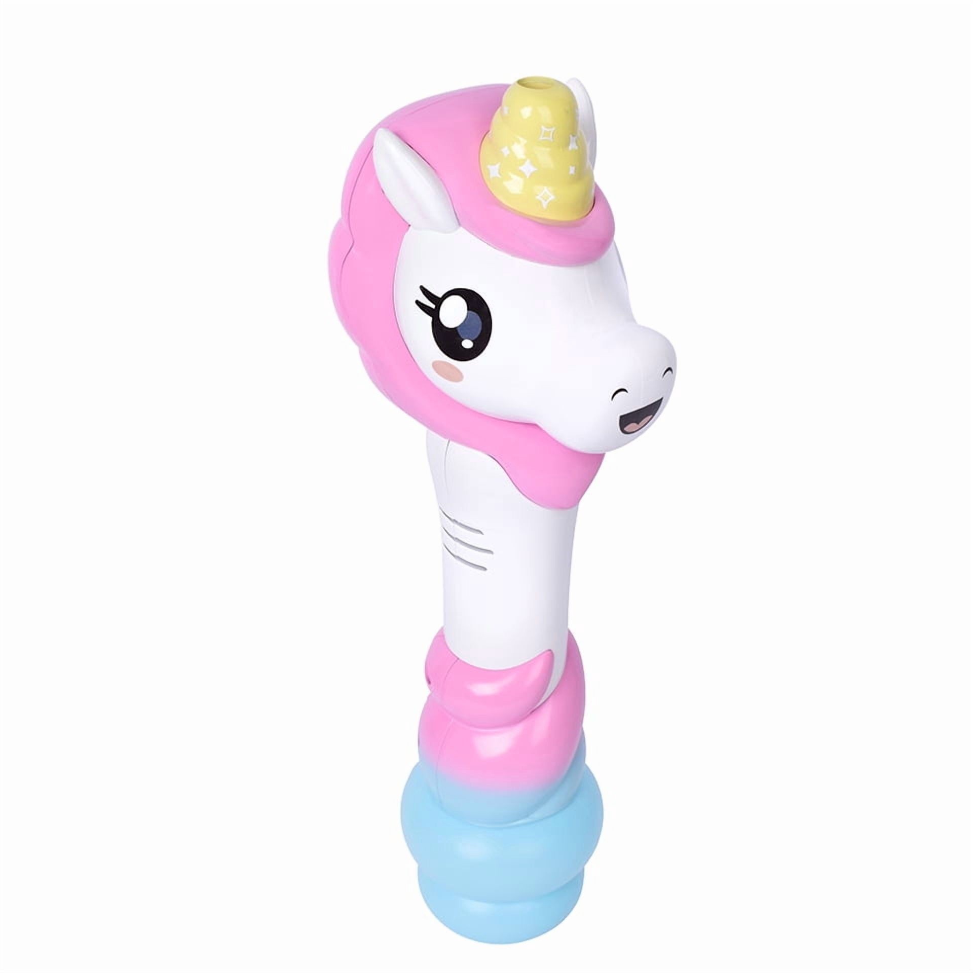 Play Day Unicorn Bubble Wand with Lights and Sounds, 4oz Solution - Unisex, 2AA - Children Ages 3+