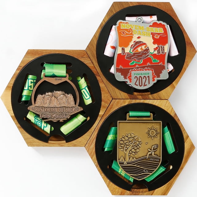 Medallero JupDec Hexágono de madera con forma de panal de abeja, paquete de 3