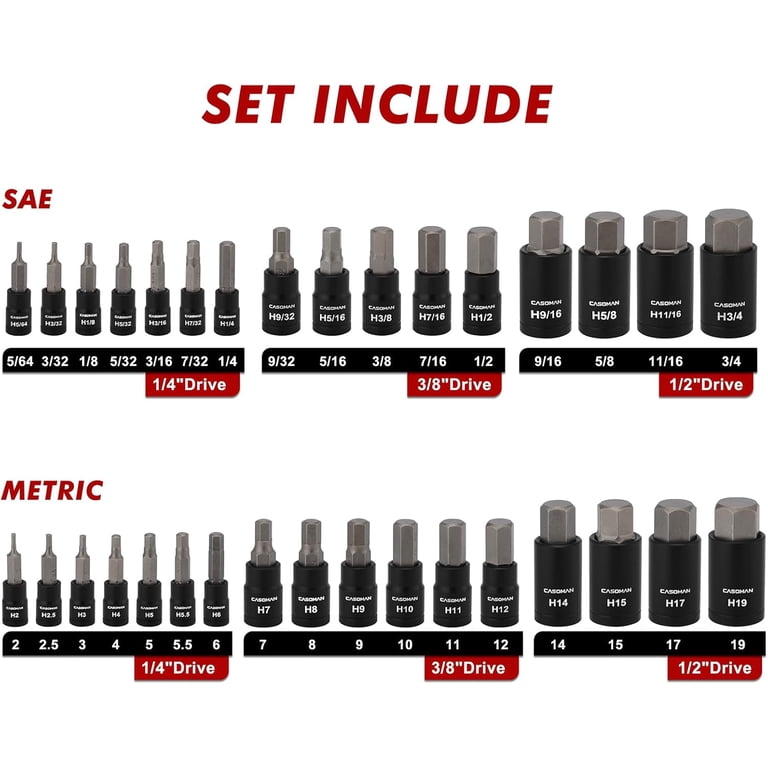 CASOMAN 71-Piece Master Hex & Torx Bit Socket Set, 1/4