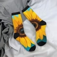 thumbnail image 5 of KLL Golden Sunflower in Blue Print Cool Socks Men's Women's Crew Socks Funny Crazy Novelty Stockings, 5 of 6