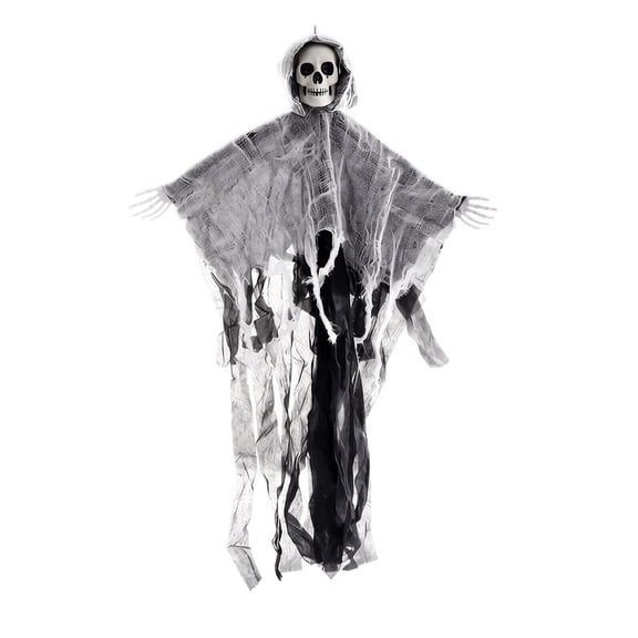 SugarBloom Halloween Decor Outdoor Hanging - Skeleton Ghost with Gauze, Creepy Yard Prop for Haunted House, Perfect Outdoor Halloween Decorations & Spooky Spirit Halloween Setup