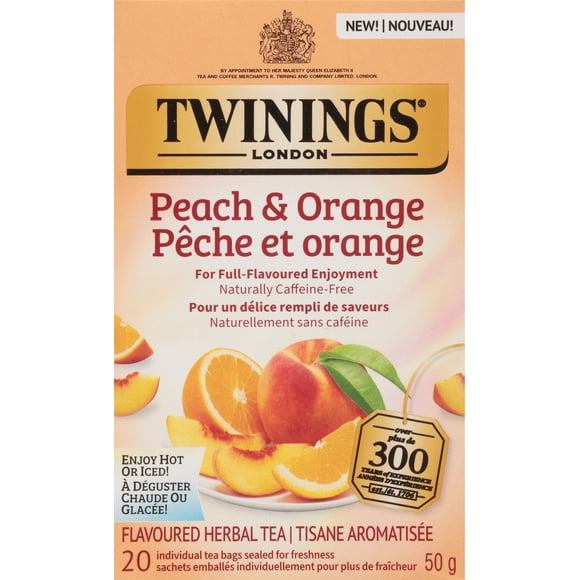 Twinings Peach & Orange Herbal Tea 20s, Pack of 20 Tea Bags