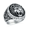 thumbnail image 4 of Bling Jewelry Mens Big Vintage King of Jungle Round Roaring Lion Signet Ring, 4 of 5