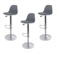 thumbnail image 1 of Sillas para Bar y Barra de Cocina con Respaldo y Reposapies de Altura Ajustable Banco Taburete Giratorio con Asiento Acolchado de Diseño Moderno Set 3 Piezas Gris, 1 of 5