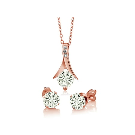 Gem Stone King 18k Rose Gold Plated Silver Pendant Earrings Set - Charles Rose Diamond Pendant Gem Stone King 18k Rose Gold Plated Silver Pendant Earrings Set - Charles Rose Diamond Pendant