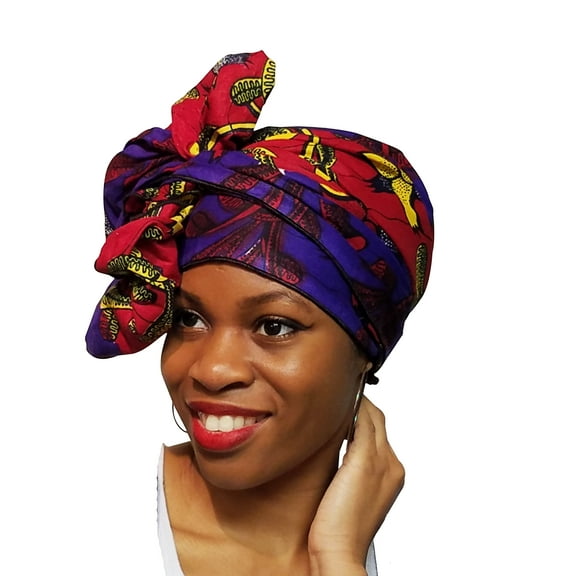Yellow, Purple, Red African Print Ankara Head wrap One Size
