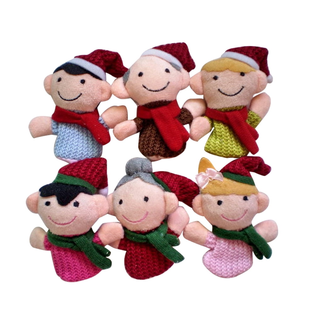 6PCS Christmas Finger Puppet Doll Set Cartoon Lovely Family Interactive