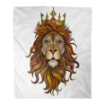thumbnail image 1 of ASHLEIGH Throw Blanket 50x60 Inches Colorful Crown Color King Lion Yellow Tattoo Geometric Sketch Vintage Zodiac Warm Flannel Soft Blanket for Couch Sofa Bed, 1 of 1