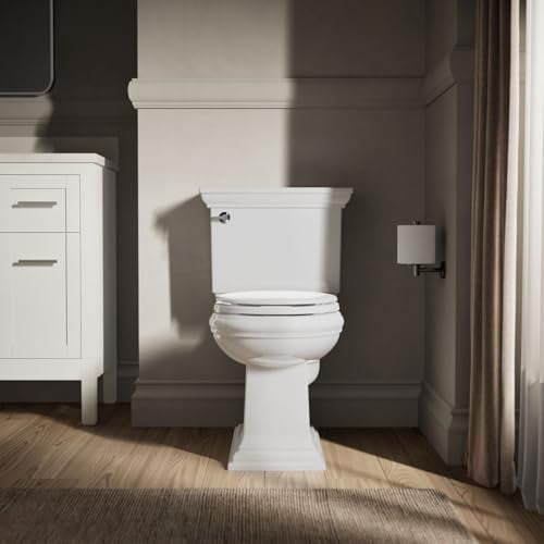 Stonewood Quiet-Close, Round Toilet Seat Soft Close, Durable Wood, Easy Installation, Universal Fit, Home Essentials, White Finish, K-20467-0 (Pack of 4)
