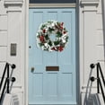 thumbnail image 4 of SAYOO Christmas Household Decorative Garland, Simulation Leaves Wreath Bow Rattan Hoop Festival Door Wall Hanging Ornament, 4 of 8