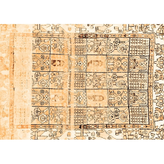 Ahgly Company Indoor Rectangle Abstract Orange Modern Area Rugs, 7' x 10'