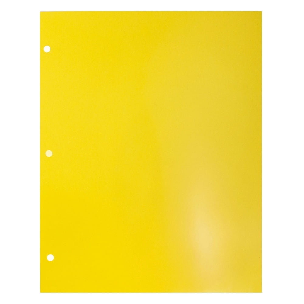JAM Paper Glossy 3 Hole Punch Folders, Yellow, 25/Pack