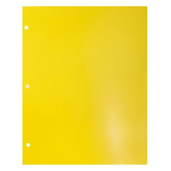 JAM Paper Glossy 3 Hole Punch Folders, Yellow, 6 per Pack