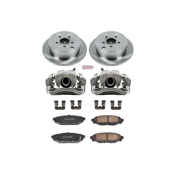 PowerStop Rear Stock Replacement Brake Pad and Rotor Kit with Calipers Fits: SUBARU Select Models KCOE4631