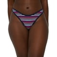 thumbnail image 3 of No Boundaries Print Striped Solid High Cut Thong Stretchy Panty (Women's or Juniors) 4 Pack, 3 of 6