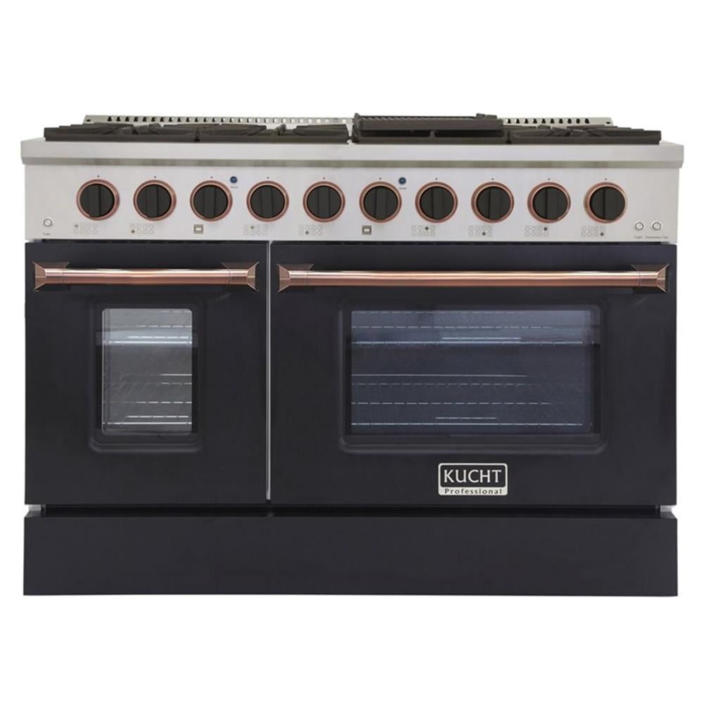 Pemberly Row 48" Stainless Steel Natural Gas Range in Rose Gold/Silver