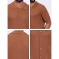 thumbnail image 7 of DARING DIVA Men's Striped Summer Short Sleeve Knitted See Through Shirts 2XL Brown, 7 of 7