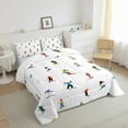 thumbnail image 3 of Erosebridal Cartoon Skiing Skier Bedding Sets Twin with Comforter,Winter Ski Sports Duvet Insert,Extreme Sport Comforter Sets Twin Size,Microfiber Bedroom Decor Reversible,2pcs, 3 of 7