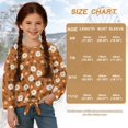 thumbnail image 6 of DISNIMO Floral Tulip Print Girls Lace-up Shirts Long Sleeve Tops with Tie Hem Loose Fits Casual Tees Soft Crew Neck Pullover Tops, 6 of 8