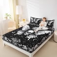 thumbnail image 4 of Homewish Boho Skull Moth Twin Sheet Sets,Vintage Baroque Floral Twin Fitted Sheet,Retro Bohemain Theme Flat Sheet For Boys Kids,Microfiber Bedroom Decor,3pcs, 4 of 7