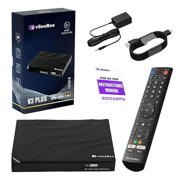2025 Vseebox V3 Plus Version Voice Control, 8K HDMI&Ethernet Cable, Android 11, 4GB RAM, 64GB Storage