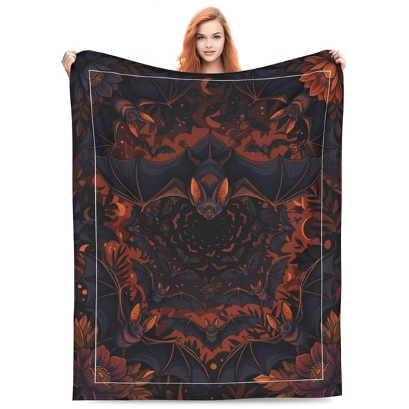 Gothic Bat Blanket, Super Soft Warm Flannel Animal Throw Blanket, Cozy Fuzzy Blanket, Home Decor Halloween Gift 50x40