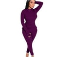 thumbnail image 1 of Besolor Ensemble 2 Pcs pour Femmes Décontracté Slim Col Rond Manches Longues et Pantalons Skinny Ensemble de Détente Survêtement, 1 of 6