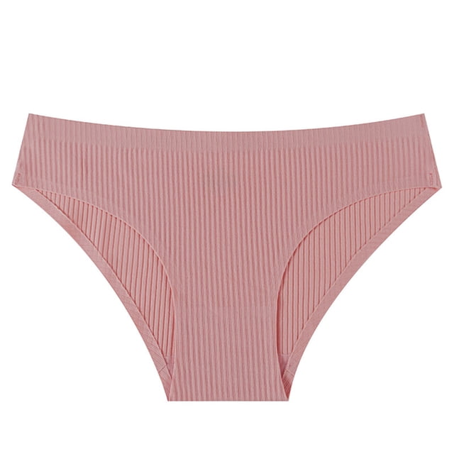 hoksml Women's Seamless Underwear Panties Mid-Rise Solid Color Ribbed Briefs Breathable Comfortable Half Hip Briefs 2025 Clearance