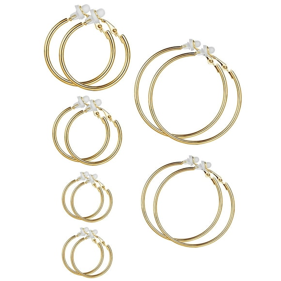 6 Pairs Earrings Clip On Earrings Non Piercing Earrings Set for Women and Girls, 6 Sizes (Gold Color)
