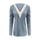 thumbnail image 4 of Gibobby Playera&nbsp;Moda 2023 Otoño/Invierno Nueva camiseta de manga larga suelta con cuello en V de de color sólido para mujer（Azul， S), 4 of 5