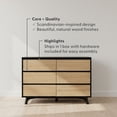 thumbnail image 2 of Plank+Beam Solid Wood Scandinavian 6-Drawer Dresser with MDF, Black/Blonde, 2 of 9