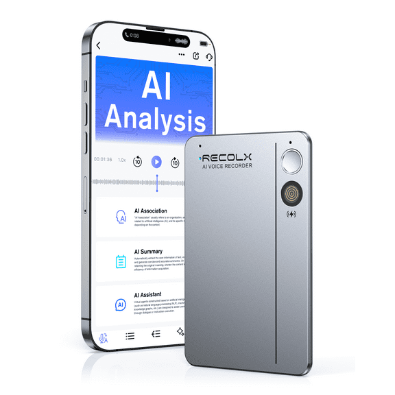 EulerSmart AI Voice Recorder with 64GB Memory,  AI Analysis & Summarize for for Lectures, Meetings, Calls,AI Noise Cancellation,App Control, AI Transcribe & Summarize