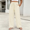 thumbnail image 2 of GUACER Women's Striped High-Waisted Wide Leg Pants with Drawstring - Casual Loose Fit Trousers for Summer & Lounge, 2 of 6