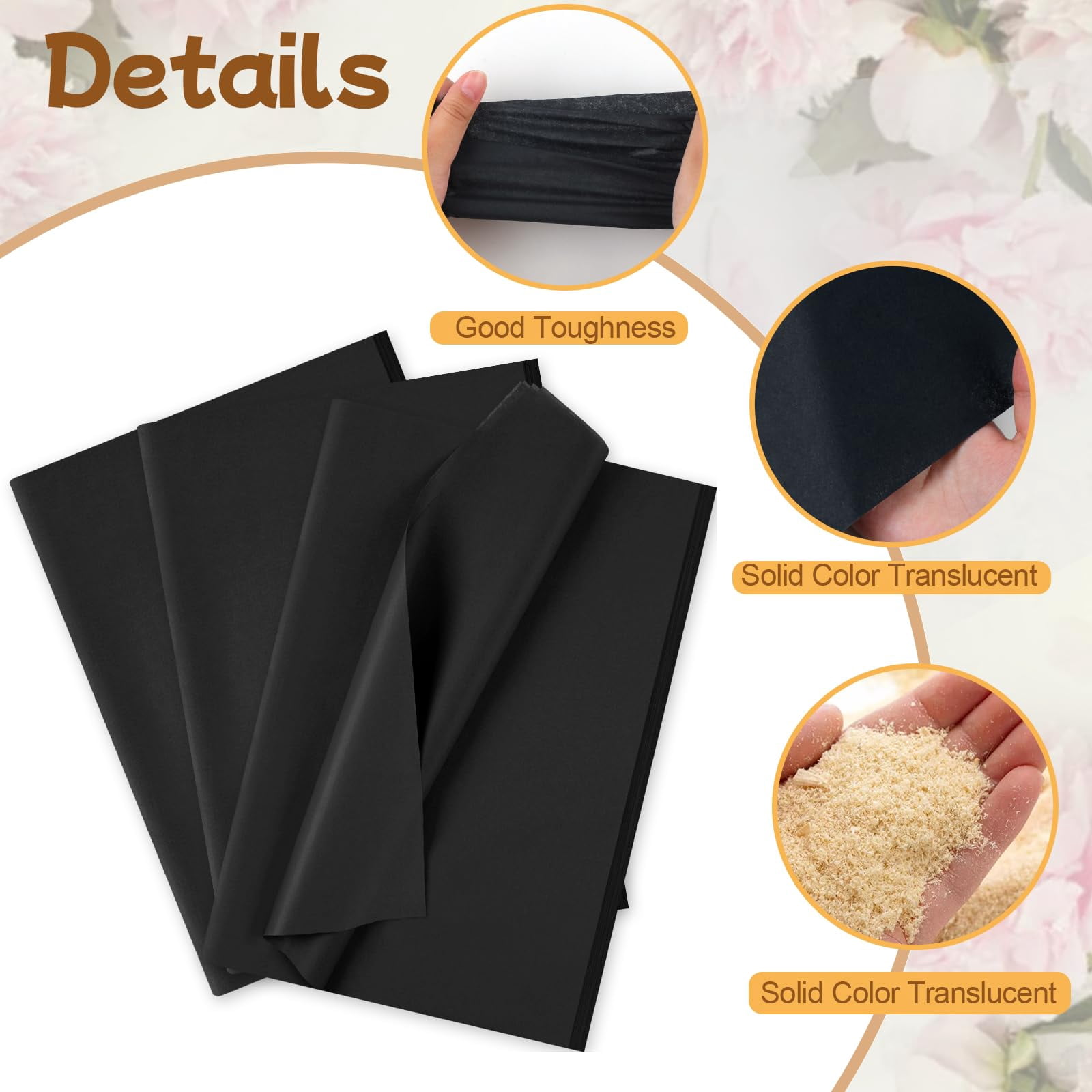 140 Sheets Tissue Paper – 14 x 20 Inch, Bulk for Gift Wrapping, Wedding, Birthday, DIY Crafts, Arts, Decor, Available in Black, Blue, Green, Pink, and White