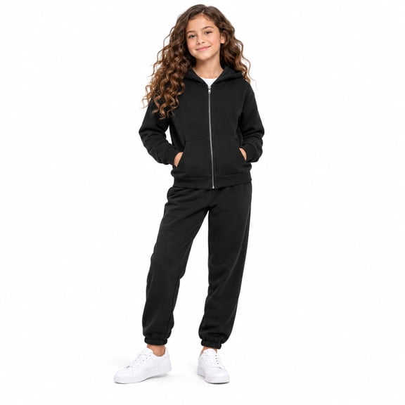 Real Love Girls Jogger Set Lightweight Fleece Zip Up Hoodie Sweatshirt and Sweatpants 2 Piece