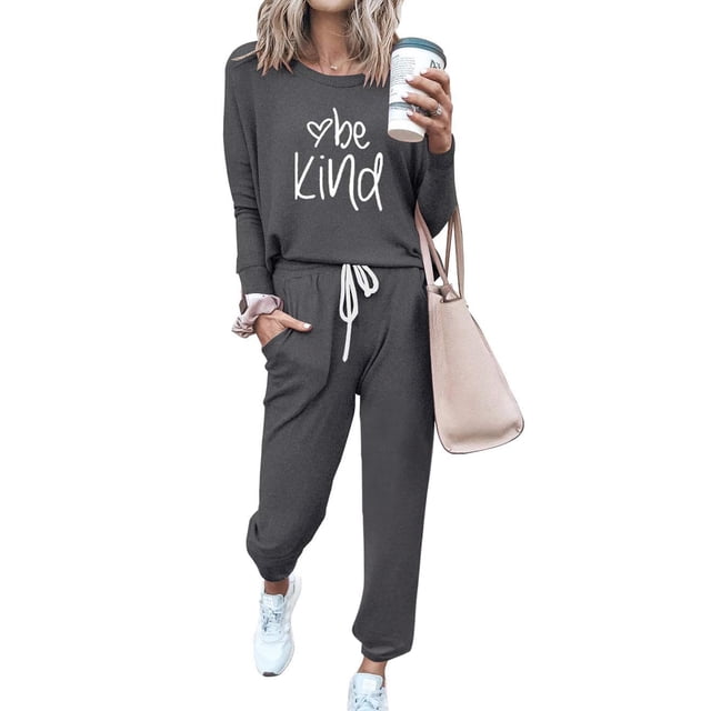 Conjunto Deportivo PRETTYGARDEN para Mujer, Set de Salón Manga Larga Gris Talla L