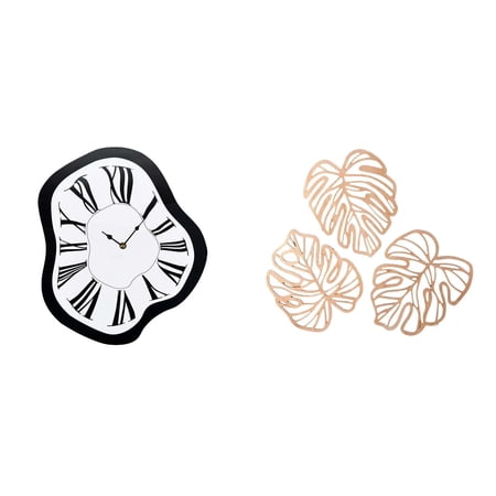 Esquirla Wall Clock Palm Leaves Wall Plaque Wooden Wall Decoration Jungle Decor Acrylic Noiseless Mechanism Suitable for Entrance Farmhouse Kitchen Display