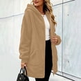 thumbnail image 5 of QIYAGBSA Sherpa Fleece Jackets for Women Hooded Full Zip Fuzzy Plush Long Sleeve Mid Length Coats with Patch Pockets Fall Winter Warm Outerwear, 5 of 9