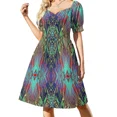 thumbnail image 1 of Vestido de manga corta con estampado de líneas de barrido VA vestidos de verano para mujer vestidos de mujer, 1 of 7