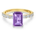 thumbnail image 3 of Gem Stone King 14K Two Tone Gold Purple Amethyst and Lab Grown Diamond Engagement Ring for Women | 3.22 Cttw | Emerald Cut 9X7MM | Gemstone February Birthstone | Size 9, 3 of 6
