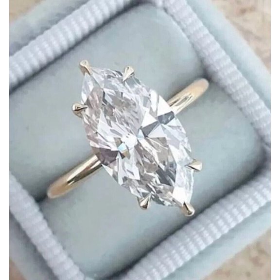 2CT Marquise Cut Lab-Created Diamond Engagement Women's Ring 14K Yellow Gold Plated