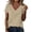 Khaki, variant on Women's 2026 Summer V-Neck Ruffle Top, Short Sleeve Work Casual Business Tee with Elegant Ruffle Detail, Loose Fit Blouse for Office, Daily Wear, and Relaxed Style Navy XXL